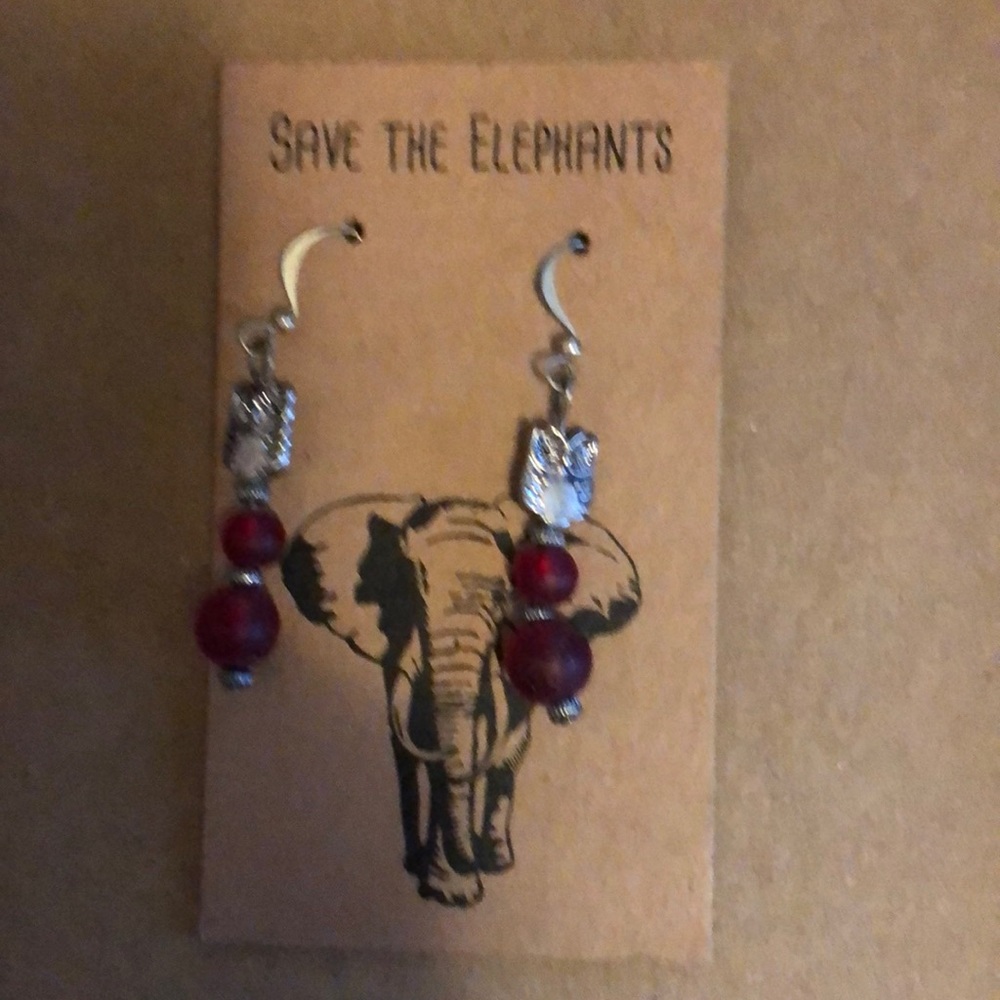 owls with red beads Dangle earrings